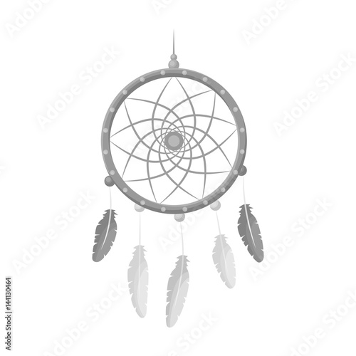 Dream catcher with feathers.Hippy single icon in monochrome style vector symbol stock illustration web.