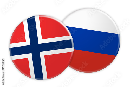 Free Download News Concept: Norway Flag Button On Russia Flag Button, 3d illustration on white background - GFXLoad