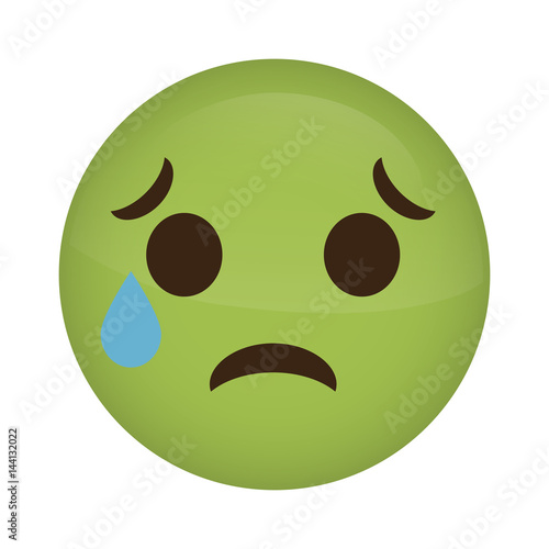 sad cartoon face icon over white background. colorful design. vector illustration