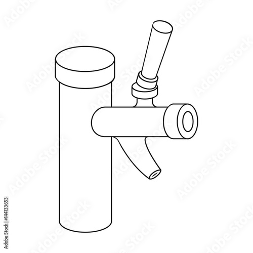 Metal faucet for dispensing cold kvass and beer in bars. Pub pattern icon in outline style vector symbol stock illustration.