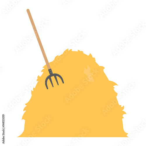 Farm haystack with pitchfork