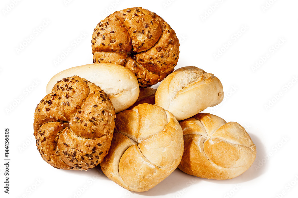 Bread bun buns photo on isolated white studio background Bread bun buns photo on isolated white studio background