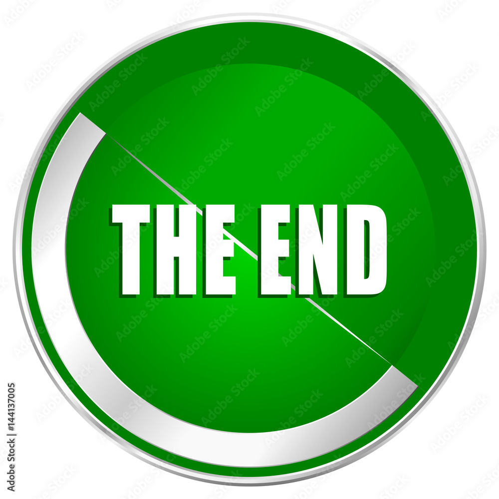 The end silver metallic border green web icon for mobile apps and internet. The end silver metallic border green web icon for mobile apps and internet.