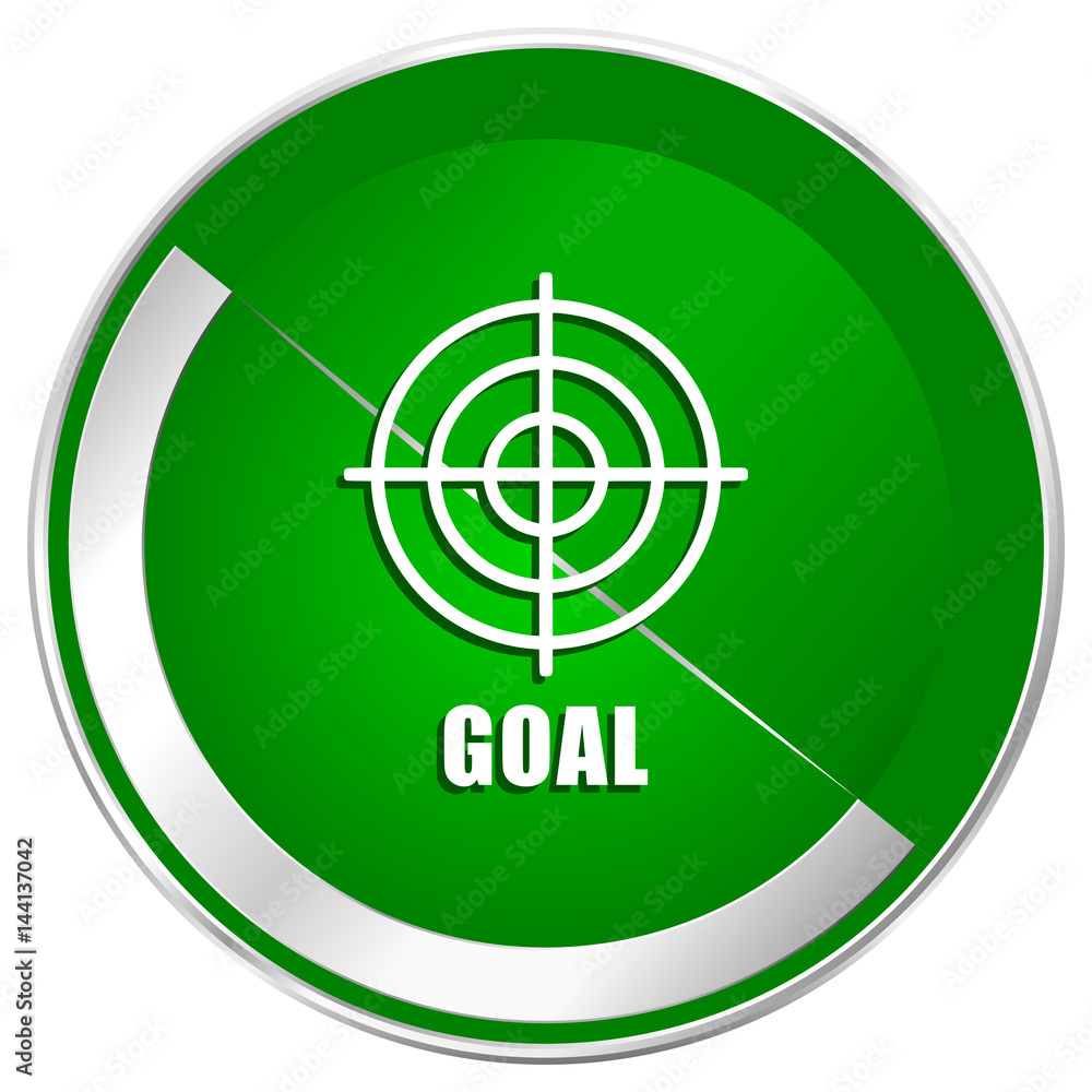 Goal silver metallic border green web icon for mobile apps and internet. Goal silver metallic border green web icon for mobile apps and internet.