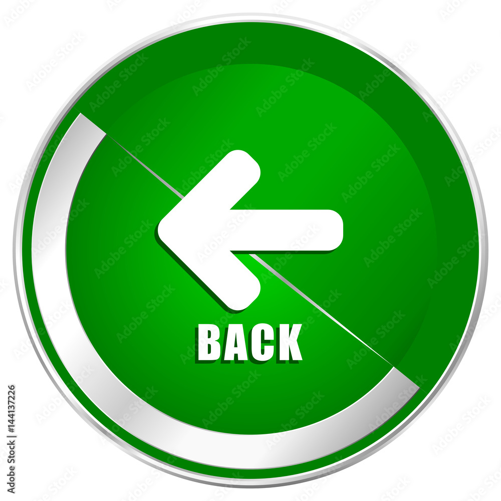 Back silver metallic border green web icon for mobile apps and internet. Back silver metallic border green web icon for mobile apps and internet.
