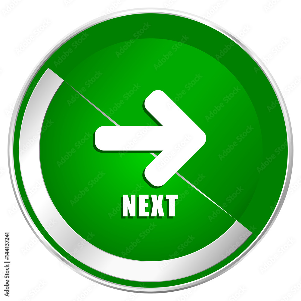 Next silver metallic border green web icon for mobile apps and internet. Next silver metallic border green web icon for mobile apps and internet.