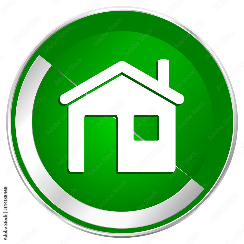 House silver metallic border green web icon for mobile apps and internet. House silver metallic border green web icon for mobile apps and internet.