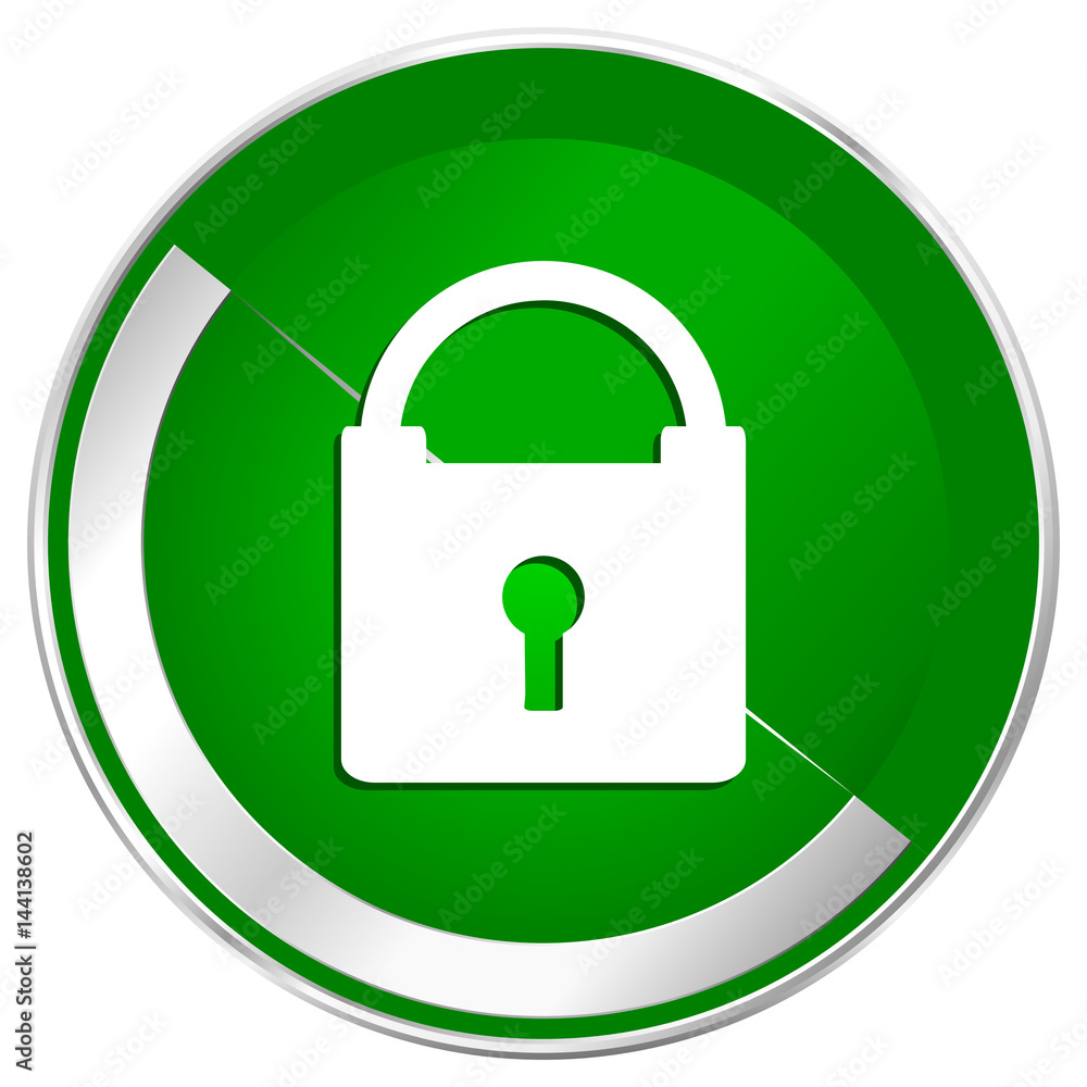 Padlock silver metallic border green web icon for mobile apps and internet. Padlock silver metallic border green web icon for mobile apps and internet.