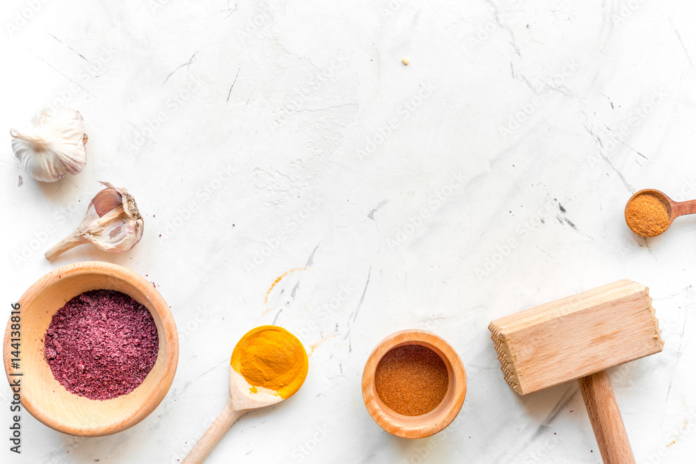 composition of cooking tools and spices on kitchen table top view mockup composition of cooking tools and spices on kitchen table top view mockup