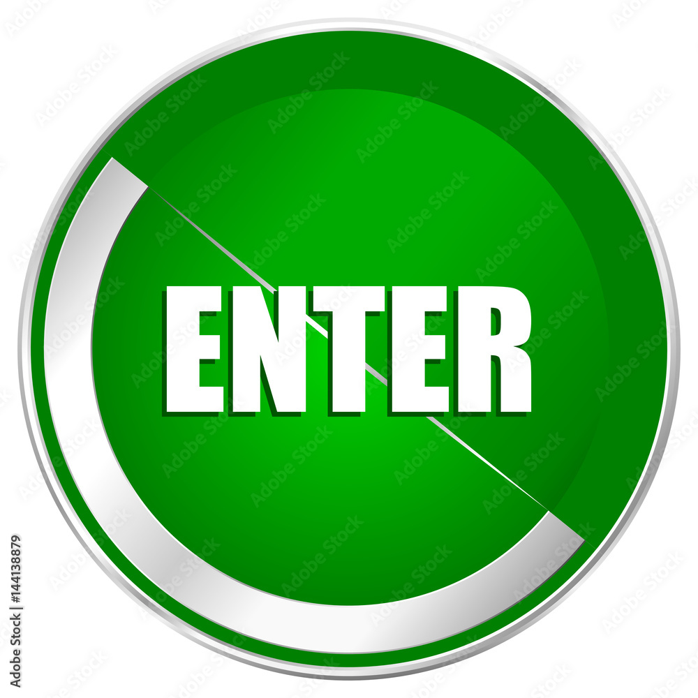 Enter silver metallic border green web icon for mobile apps and internet. Enter silver metallic border green web icon for mobile apps and internet.
