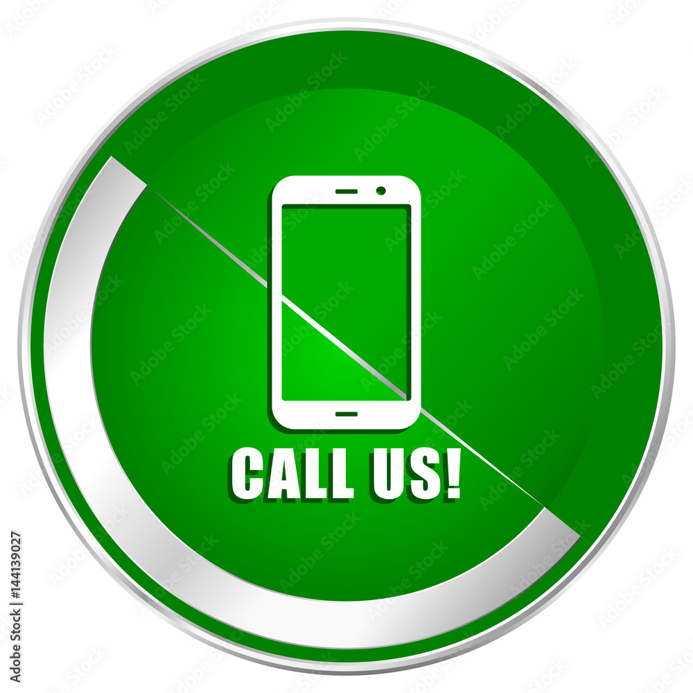 Call us silver metallic border green web icon for mobile apps and internet. Call us silver metallic border green web icon for mobile apps and internet.