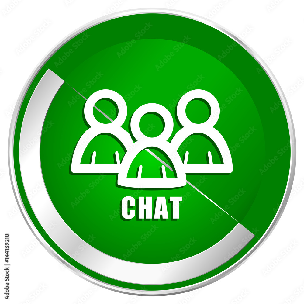 Chat silver metallic border green web icon for mobile apps and internet. Chat silver metallic border green web icon for mobile apps and internet.