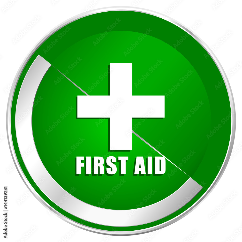 First aid silver metallic border green web icon for mobile apps and internet. First aid silver metallic border green web icon for mobile apps and internet.