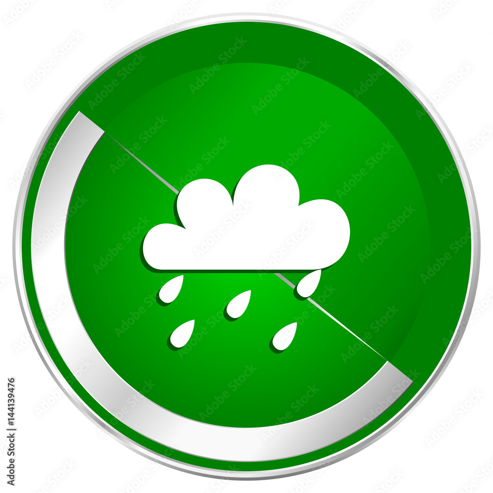 Rain silver metallic border green web icon for mobile apps and internet. Rain silver metallic border green web icon for mobile apps and internet.