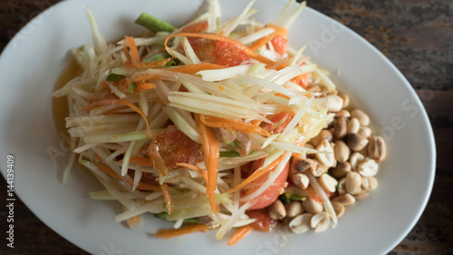 Papaya salad thai food close up