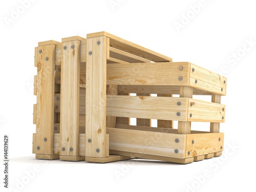 Two empty wooden crate Side view 3D