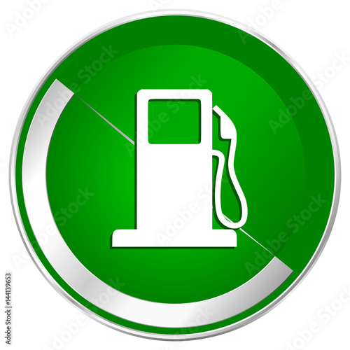 Petrol silver metallic border green web icon for mobile apps and internet.