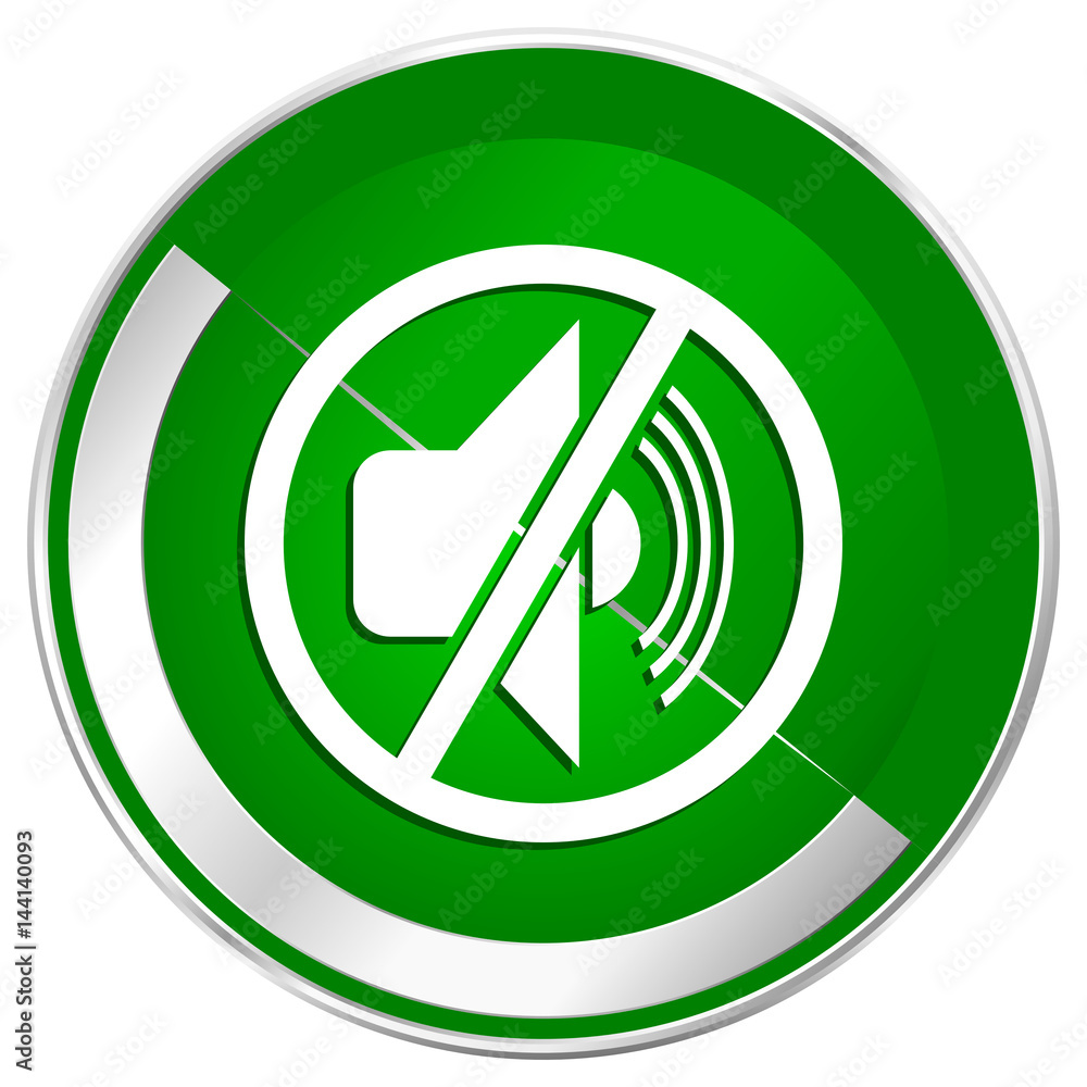 Mute silver metallic border green web icon for mobile apps and internet. Mute silver metallic border green web icon for mobile apps and internet.