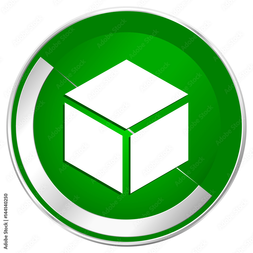 Box silver metallic border green web icon for mobile apps and internet. Box silver metallic border green web icon for mobile apps and internet.