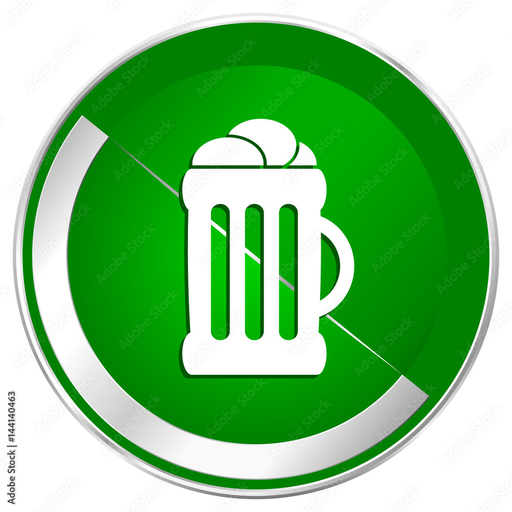 Beer silver metallic border green web icon for mobile apps and internet. Beer silver metallic border green web icon for mobile apps and internet.