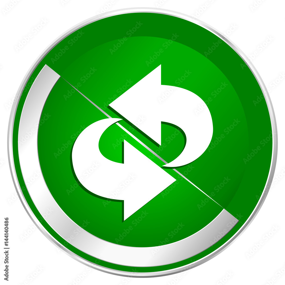 Rotation silver metallic border green web icon for mobile apps and internet. Rotation silver metallic border green web icon for mobile apps and internet.