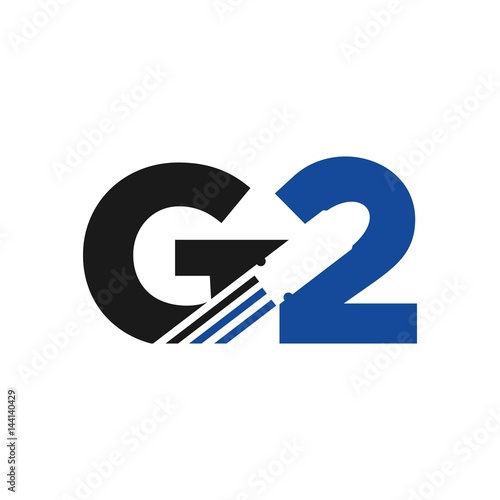 letter G and number 2 logo vector. bullet logo.
