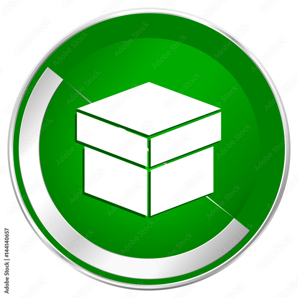 Box silver metallic border green web icon for mobile apps and internet. Box silver metallic border green web icon for mobile apps and internet.
