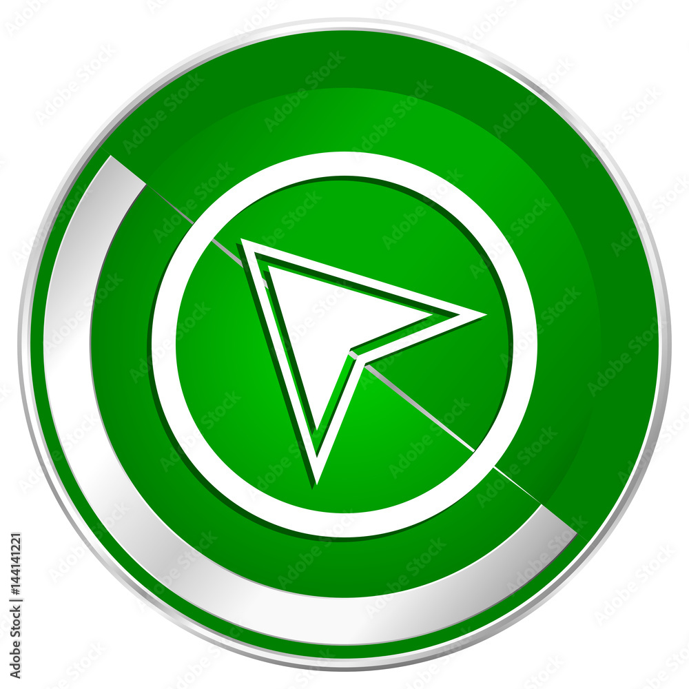 Navigation silver metallic border green web icon for mobile apps and internet. Navigation silver metallic border green web icon for mobile apps and internet.