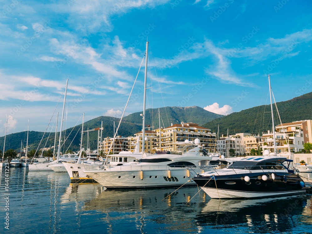 Yacht Porto Montenegro. Elite area of Tivat in Montenegro