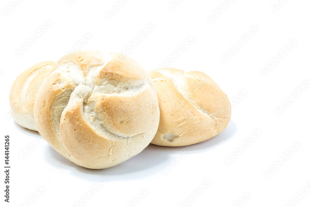 Mini crusty star format bread isolated in white background