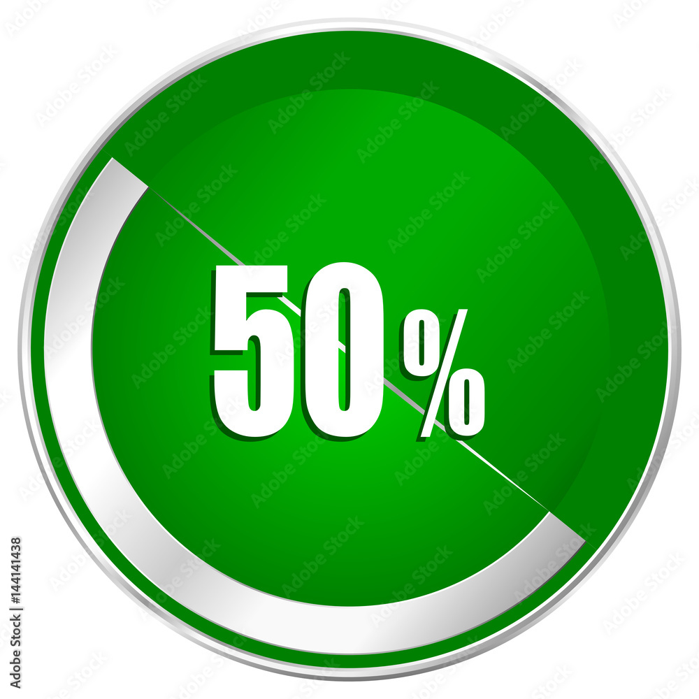 50 percent silver metallic border green web icon for mobile apps and internet. 50 percent silver metallic border green web icon for mobile apps and internet.