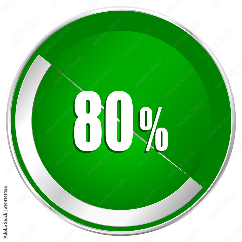 80 percent silver metallic border green web icon for mobile apps and internet. 80 percent silver metallic border green web icon for mobile apps and internet.
