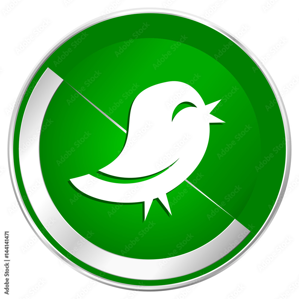 Twitter silver metallic border green web icon for mobile apps and internet. Twitter silver metallic border green web icon for mobile apps and internet.