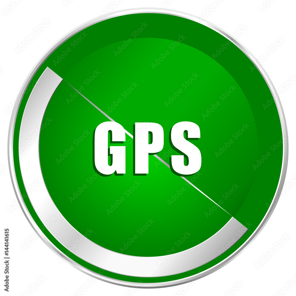 Gps silver metallic border green web icon for mobile apps and internet. Gps silver metallic border green web icon for mobile apps and internet.