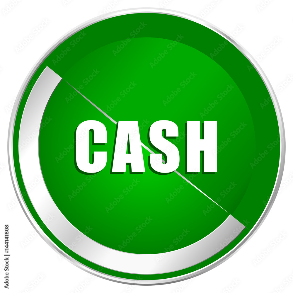 Cash silver metallic border green web icon for mobile apps and internet. Cash silver metallic border green web icon for mobile apps and internet.