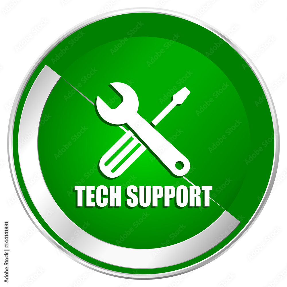 Technical support silver metallic border green web icon for mobile apps and internet. Technical support silver metallic border green web icon for mobile apps and internet.