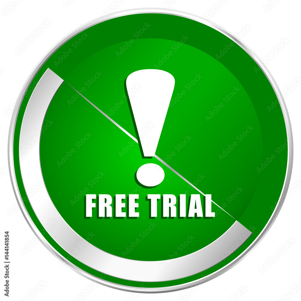 Free trial silver metallic border green web icon for mobile apps and internet. Free trial silver metallic border green web icon for mobile apps and internet.