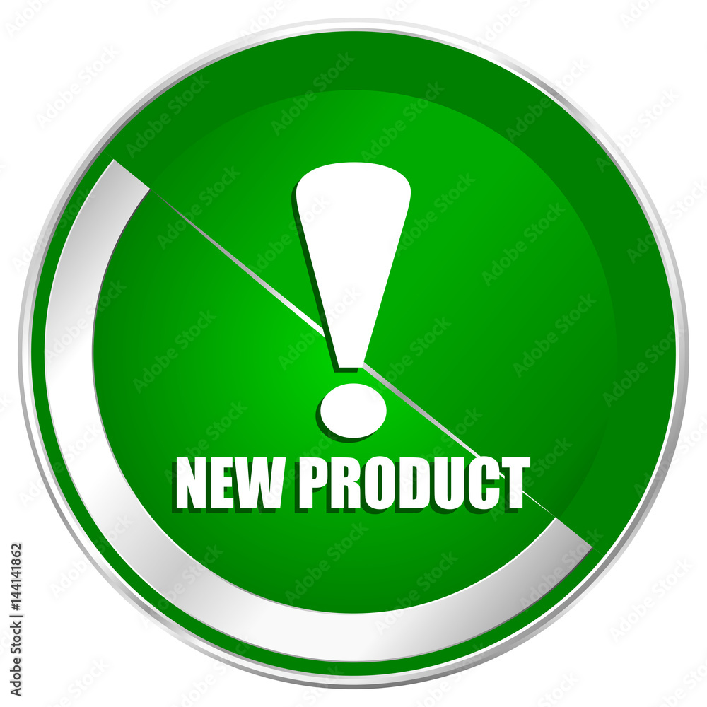 New product silver metallic border green web icon for mobile apps and internet. New product silver metallic border green web icon for mobile apps and internet.