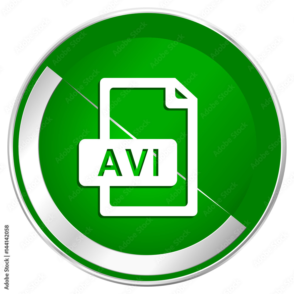 Avi file silver metallic border green web icon for mobile apps and internet. Avi file silver metallic border green web icon for mobile apps and internet.