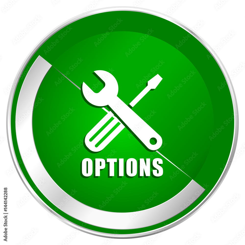 Options silver metallic border green web icon for mobile apps and internet. Options silver metallic border green web icon for mobile apps and internet.