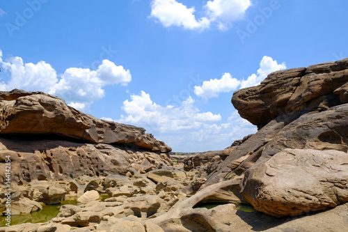  Samphanbok, A large rocky rapids in the Mekong River were eroded by the tides. It is seen in the dry season of every year and is a famous tourist attractions of Ubon Ratchathani province. Thailand