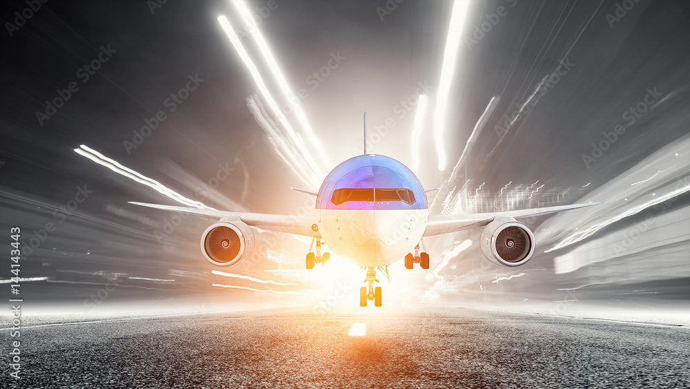 Airplane over runway. Mixed media . Mixed media Airplane over runway. Mixed media . Mixed media