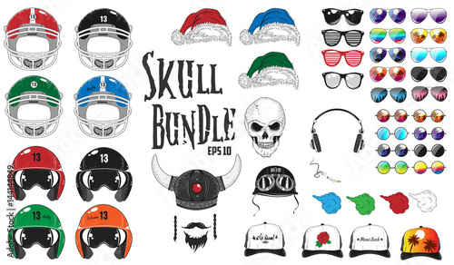 Skull Fashion Bundle. Vecto illustration