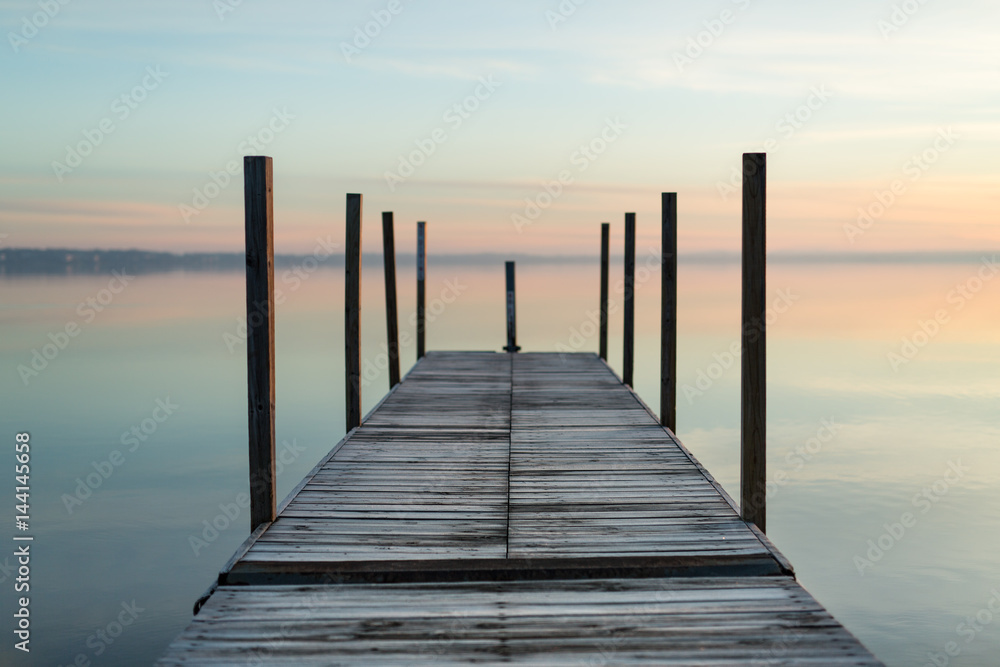 Fototapeta premium Empty Fishing Pier in Morning