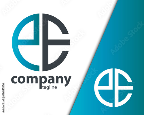 Initial Letter PE EE With Linked Circle Logo