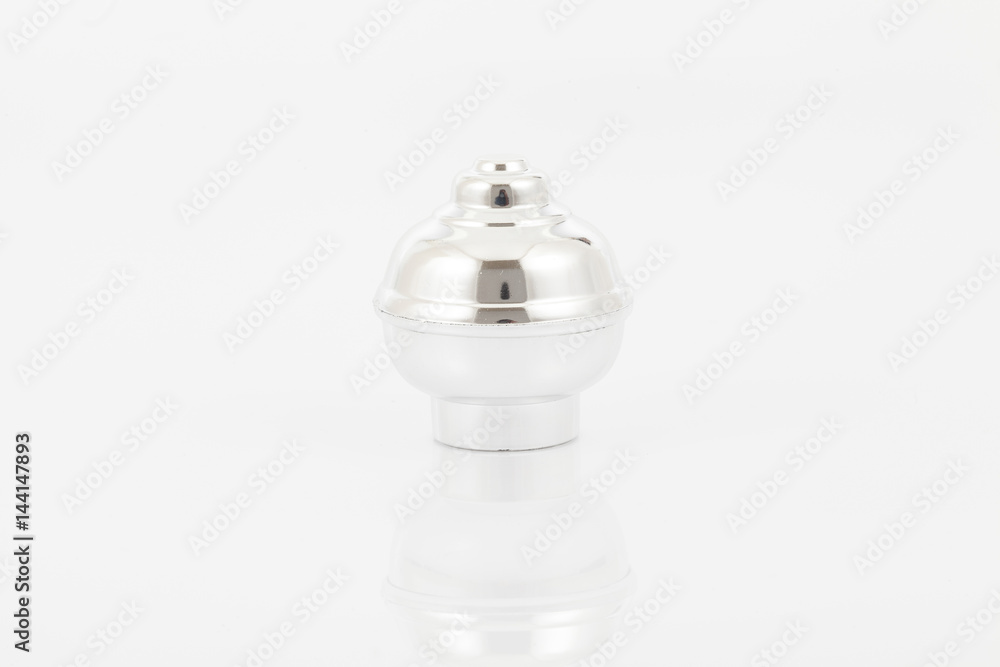 Tips silvery for curtain poles on white background Tips silvery for curtain poles on white background