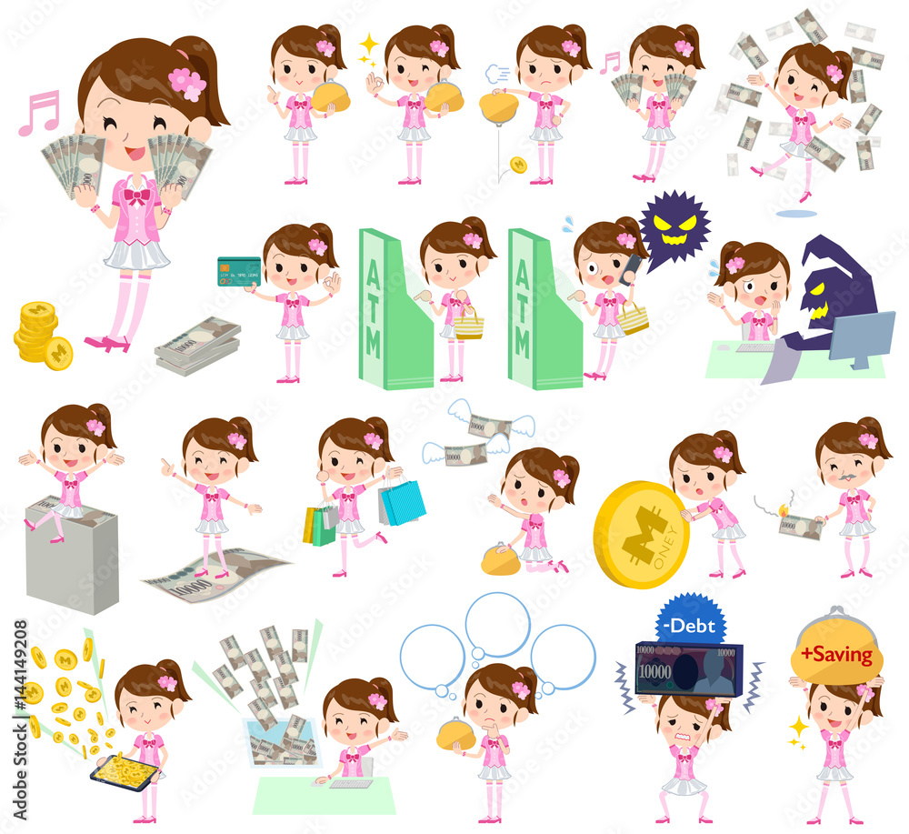 Pop idol in pink costume money Pop idol in pink costume money