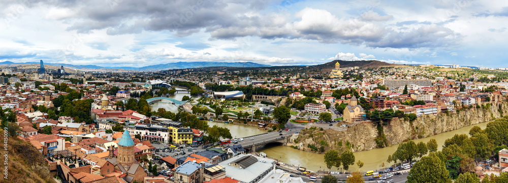 Panoramic view of city center Tbilisi. Georgia