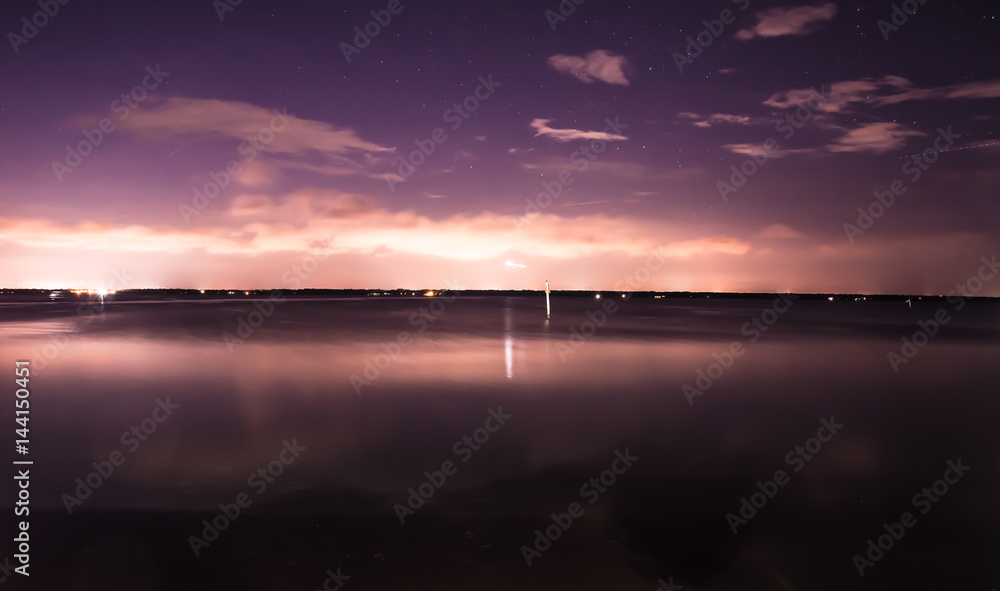 Nighttime Longexposure Landscape over Florida Lake 