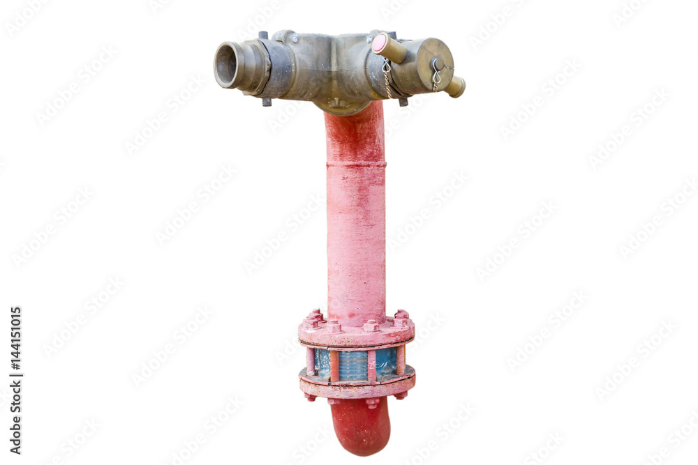 Red Fire Hydrant with Chain Stained Fire Hydrant Isolated Red Fire Hydrant with Chain Stained Fire Hydrant Isolated